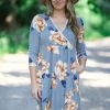 Hailey And Co Grey And Mustard Floral Surplice Front Dress