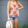 Summer 10 Rust And Mustard Patchwork Print Tank