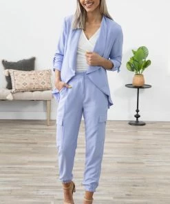 Must Have Pastel Blue Jogger Pant With Cargo Pocket Bottoms