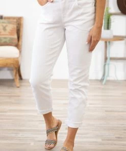 Rewash Bottoms White Fray Hem High Rise Mom Jeans