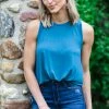 Be Cool Slate Blue Round Neck Tank