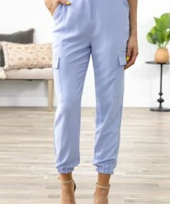 Must Have Pastel Blue Jogger Pant With Cargo Pocket Bottoms