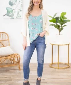 Staccato CARDIGANS Ivory Lightweight Waffle Knit Cardigan