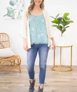 Staccato CARDIGANS Ivory Lightweight Waffle Knit Cardigan