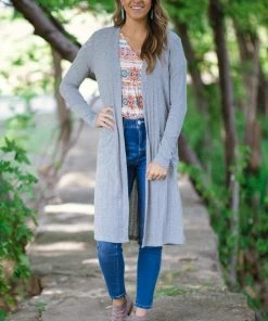 Staccato Light Grey Lightweight Midi Length Cardigan