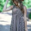 Cozy Casual Inc Olive And Ivory Pinstripe Dress Dresses