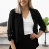 Must Have LONG SLEEVES Black Waterfall Front Tab Sleeve Blazer