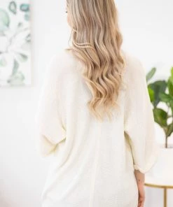 Staccato CARDIGANS Ivory Lightweight Waffle Knit Cardigan