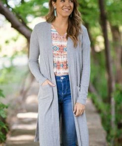 Staccato Light Grey Lightweight Midi Length Cardigan