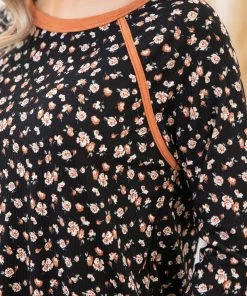 Staccato LONG SLEEVES Black Ditsy Floral Long Sleeve Top