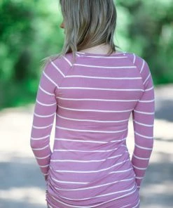 Hailey And Co Dusty Rose And White Stripe Long Sleeve Top 9 Hailey And Co Dusty Rose And White Stripe Long Sleeve Top