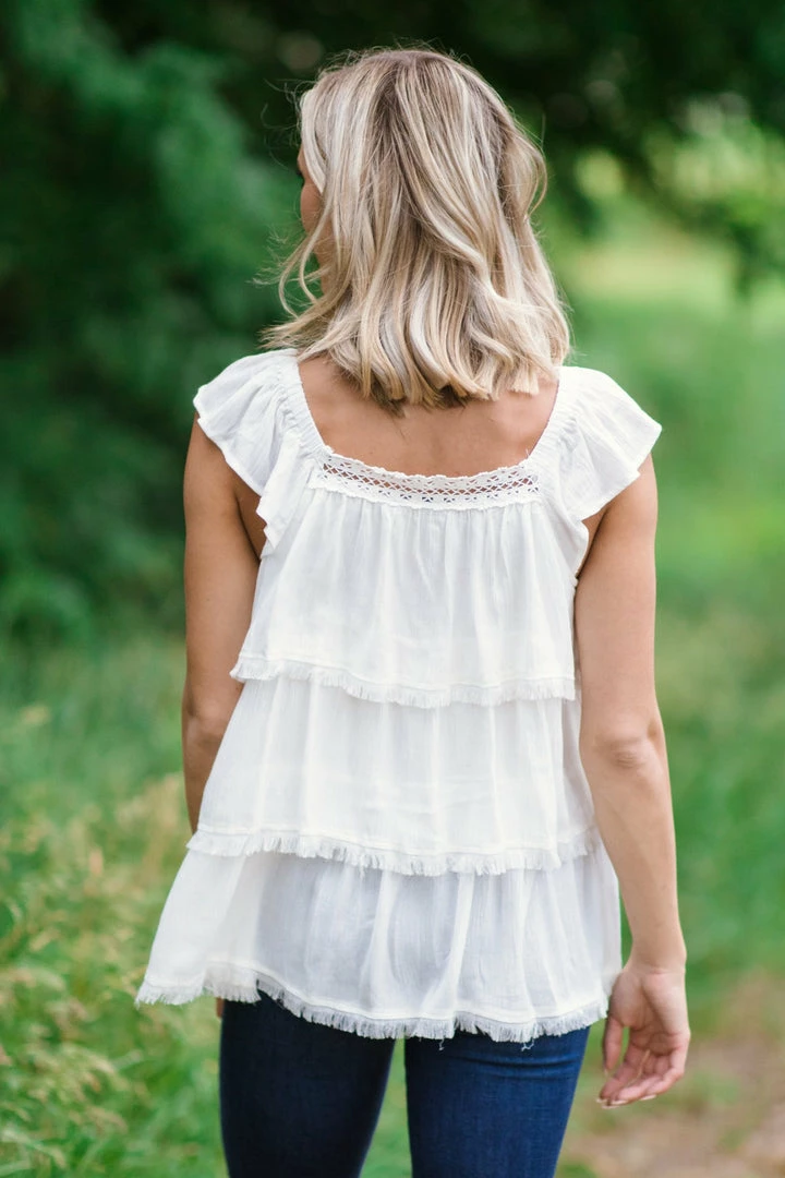 Doe & Rae Tops Off White Fray Hem Button Up Top 6 Doe & Rae Tops Off White Fray Hem Button Up Top