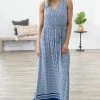 Tua Fashion, INC. Cobalt And White Geometric Print Maxi Dress