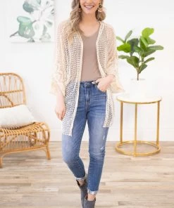 ADORA CARDIGANS Cream Crochet Cardigan