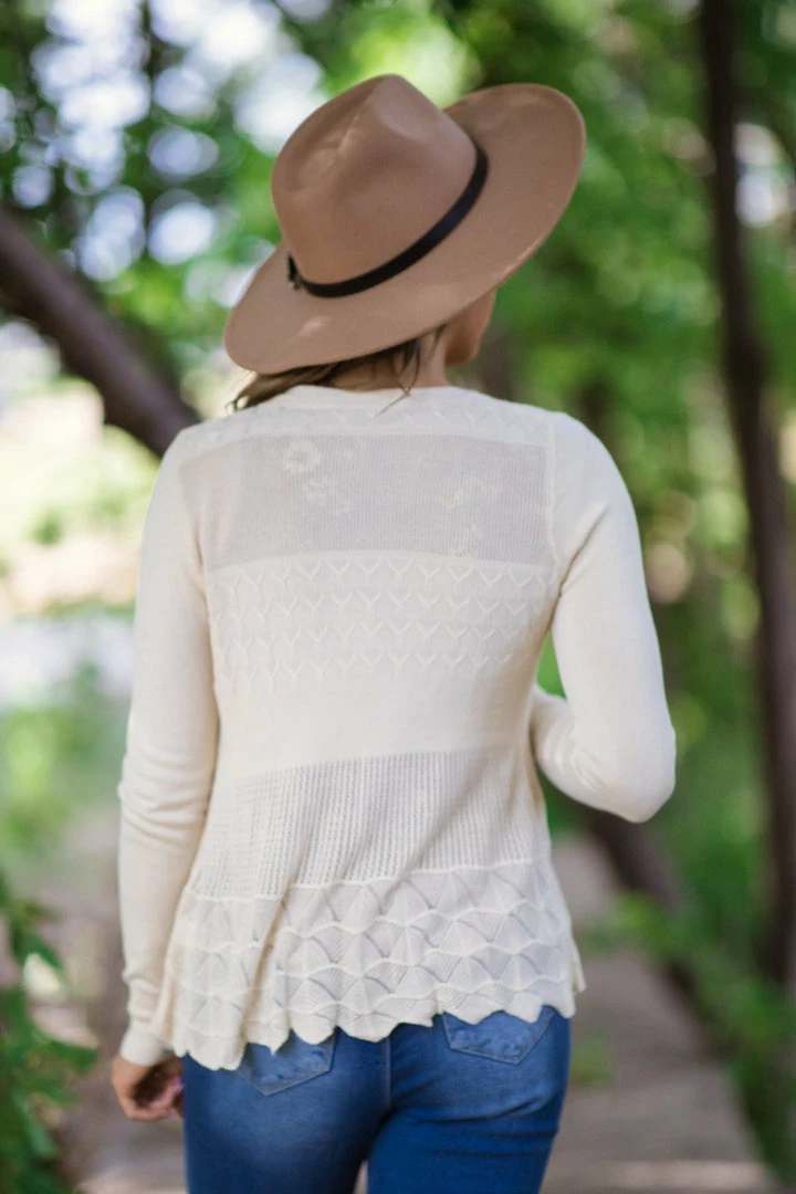 Debut Cream Scalloped Crochet Lace Trim Cardigan 6 Debut Cream Scalloped Crochet Lace Trim Cardigan