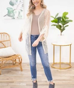 ADORA CARDIGANS Cream Crochet Cardigan