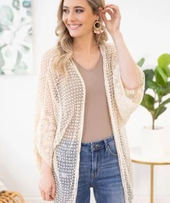 ADORA CARDIGANS Cream Crochet Cardigan