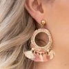 Fame Accessories Pink Multicolor Earrings With Tassels