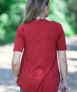 Hailey And Co Tops Rust Short Sleeve Top With Cutout Detail