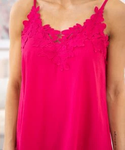 ODDI Hot Pink Crochet Lace Trim Tank TANK TOPS 11 ODDI Hot Pink Crochet Lace Trim Tank TANK TOPS