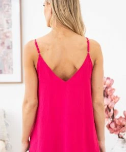 ODDI Hot Pink Crochet Lace Trim Tank TANK TOPS 10 ODDI Hot Pink Crochet Lace Trim Tank TANK TOPS
