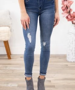 YMI Lightly Distressed High Rise Skinny Jean