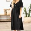 Lime N Chili Black Flutter Sleeve Dress With Tie Detail Dresses