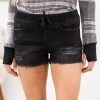 YMI Washed Black Elastic Waist Shorts