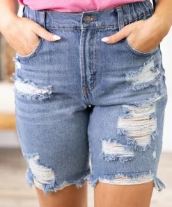 Rewash Medium Wash Mid-Length Shorts