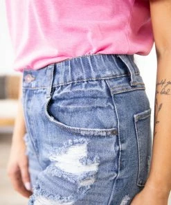 Rewash Medium Wash Mid-Length Shorts