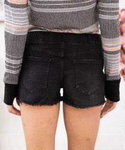 YMI Washed Black Elastic Waist Shorts