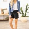 Mittoshop Black Elastic Waist Shorts With Side Pocket Bottoms