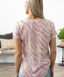 Veracci Baby Pink Marble Print V-Neck Top 9 Veracci Baby Pink Marble Print V-Neck Top