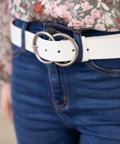 Sunway Design White Double Ring Buckle Belt