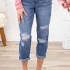 Bottoms YMI Medium Wash Boyfriend Fit Cuffed Hem Jeans