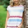 White Birch Blush Multicolor Tie Dye Stripe Top Tops