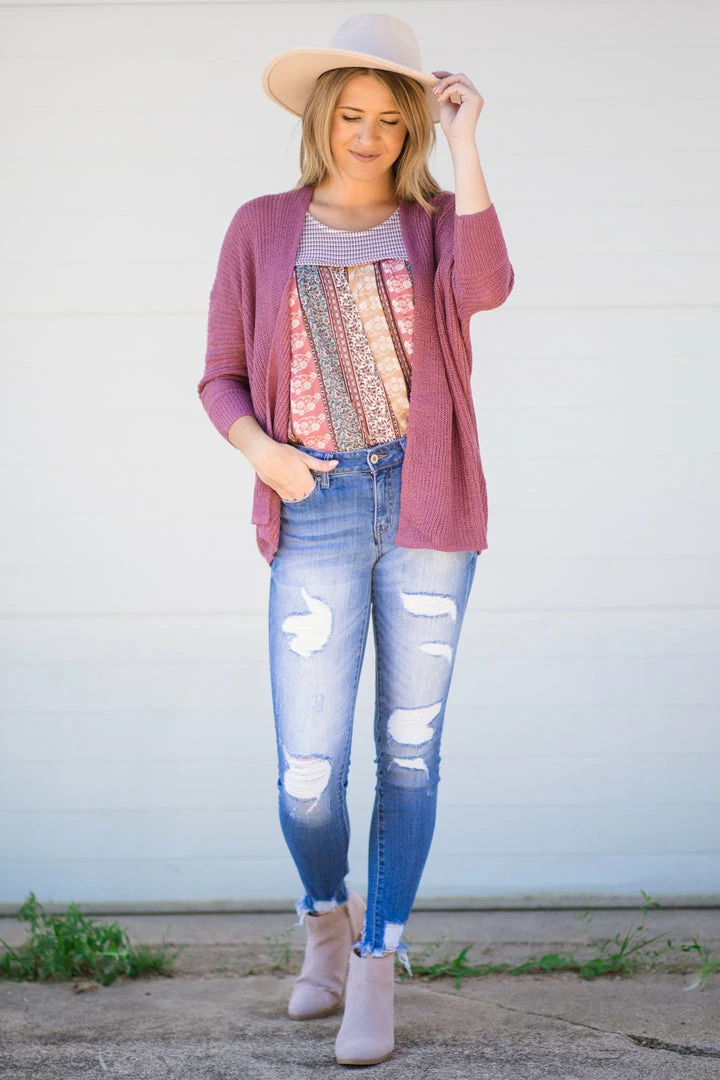 Be Cool Berry Rib Knit Drop Shoulder Cardigan Tops 4 Be Cool Berry Rib Knit Drop Shoulder Cardigan Tops