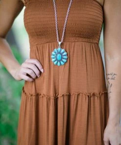 MintChoco Cognac Smocked Bodice Midi Dress