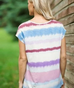 White Birch Blush Multicolor Tie Dye Stripe Top Tops 7 White Birch Blush Multicolor Tie Dye Stripe Top Tops