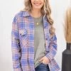 Lime N Chili Royal Blue And Peach Plaid Shacket
