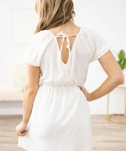 Staccato Off White Drawstring Waist V-Neck Dress 11 Staccato Off White Drawstring Waist V-Neck Dress