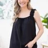 Jodifl Black Ruffle Strap Tank 1 Jodifl Black Ruffle Strap Tank