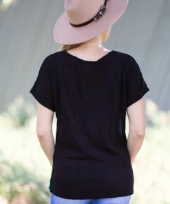 Cherish Black And Mint Floral Print Waffle Knit Top