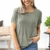 Vanilla Bay Olive Top With Cutout Details