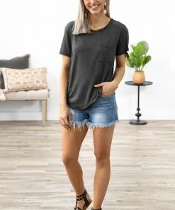 Vanilla Bay Tops Graphite Top With Cutout Details