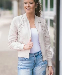 Haute Monde Beige Criss-Cross Detail Jacket
