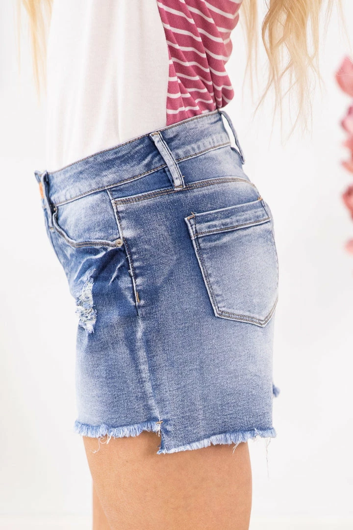 Bottoms YMI Medium Wash Fray Hem Missy Fit Shorts 4 Bottoms YMI Medium Wash Fray Hem Missy Fit Shorts