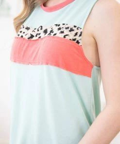 Heyson TANK TOPS Mint And Coral Animal Print Tank 11 Heyson TANK TOPS Mint And Coral Animal Print Tank