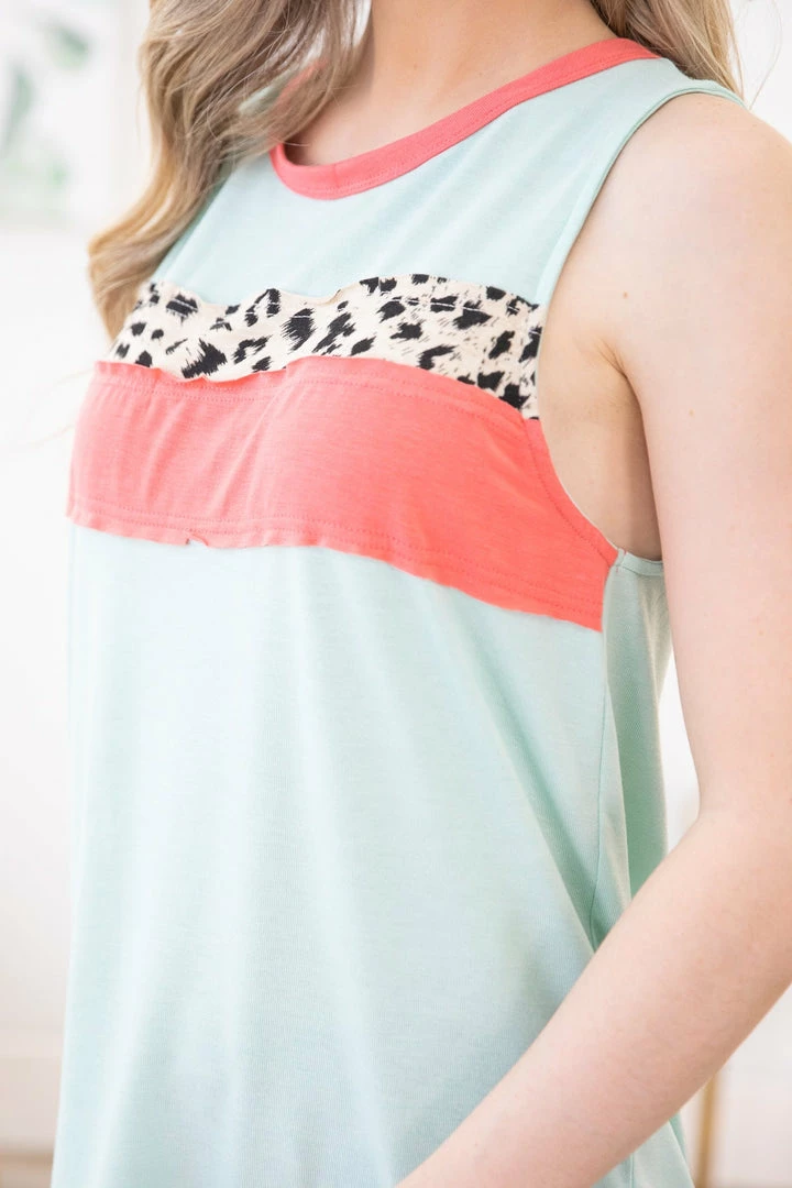Heyson TANK TOPS Mint And Coral Animal Print Tank 7 Heyson TANK TOPS Mint And Coral Animal Print Tank