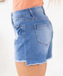 YMI Light Wash Fray Hem Missy Fit Shorts